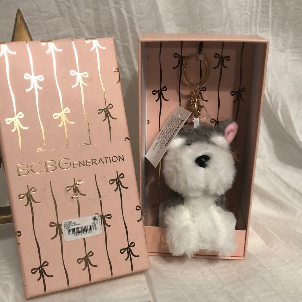 BCBG Plush Doggy Keychain/ Bag Charm